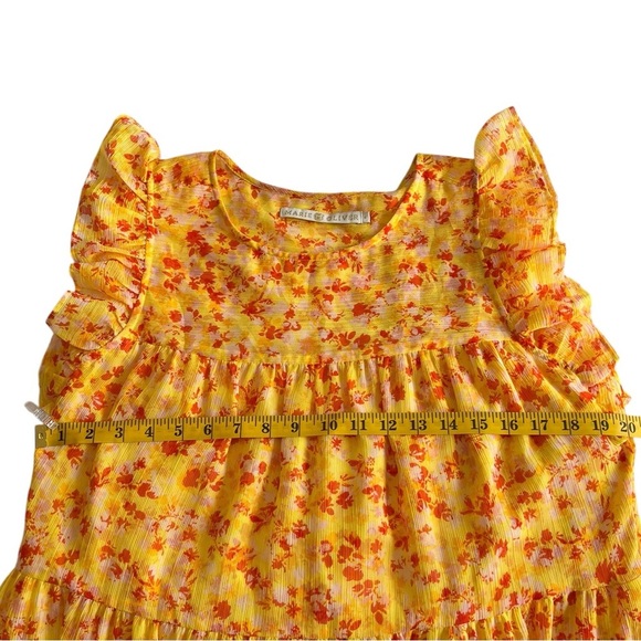 Marie Oliver Sailor Dress, Yellow Floral. Looks NEW! Ruffle  cap sleeves. - Picture 11 of 13